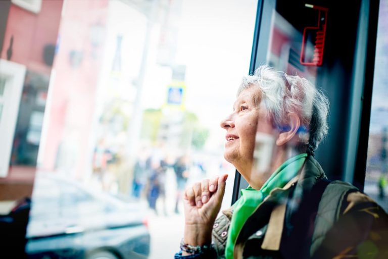 Senior Woman In The Bus