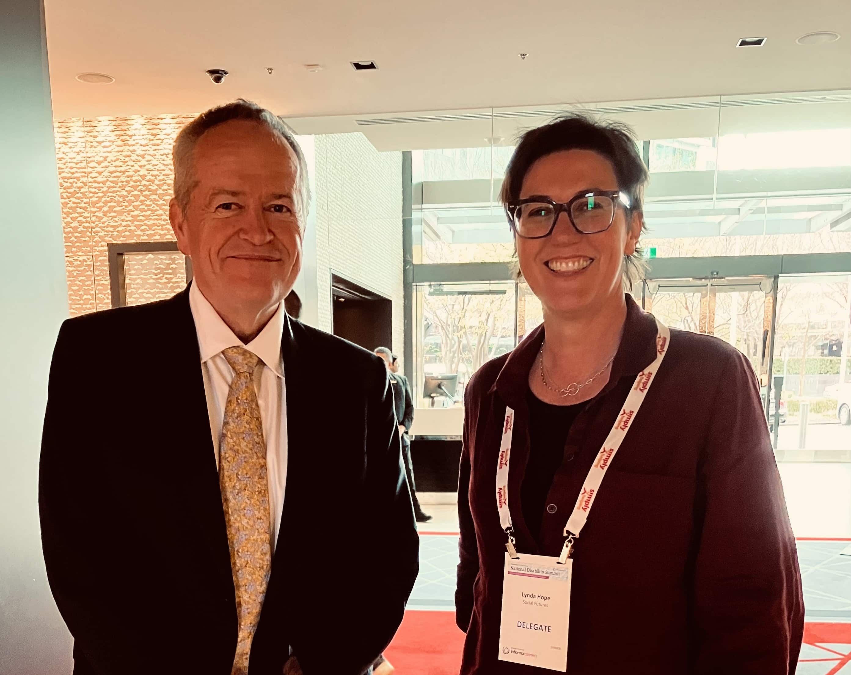 New Ndis Minister Bill Shorten With Social Futures Manager Of Capacity Building And Engagement, Lynda Hope.