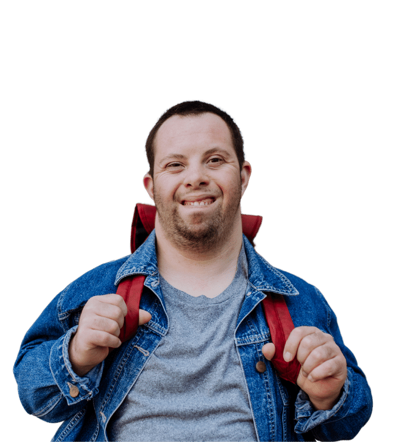 smiling portrait of man with backpack