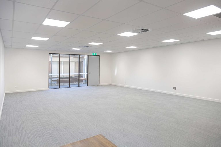 Tenancy 9, interior of office space looking out to atrium