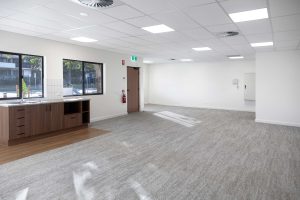 Tenancy 8, interior of office space looking out to Shirley St