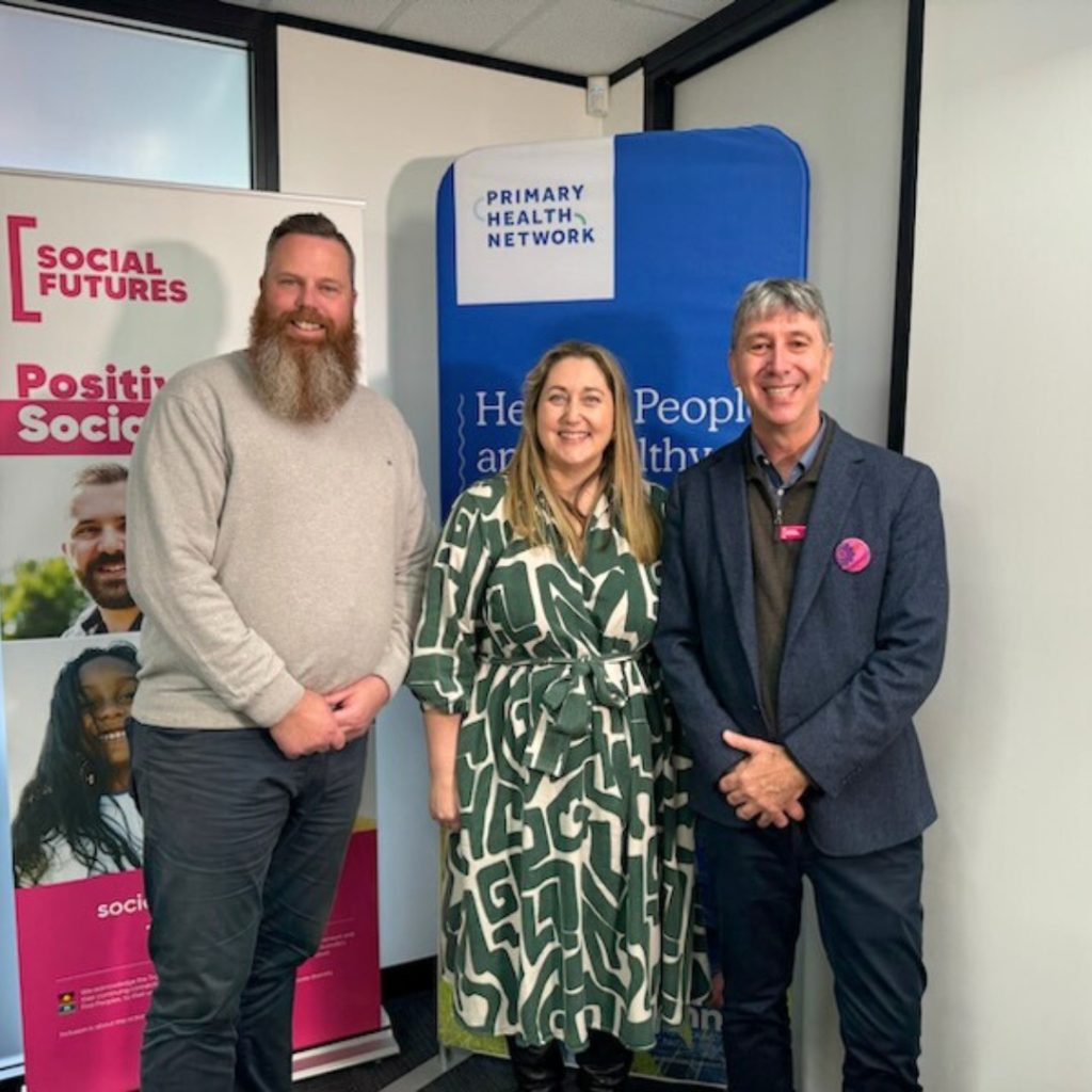 Federal Member for Hunter, Dan Repacholi MP, The Hon Assistant Minister Emma McBride (Assistant Minister for Mental Health and Suicide Prevention, and Assistant Minister for Rural and Regional Health) and Social Futures CEO Tony Davies