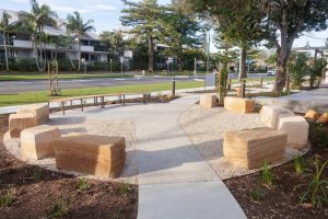 Yarning Circle and Shirley St view of road, Byron CoLab on Arakwal Country