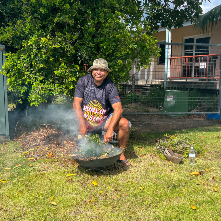 Byron CoLab on Arakwal Country Launch - smoking ceremony Uncle Brian Kelly