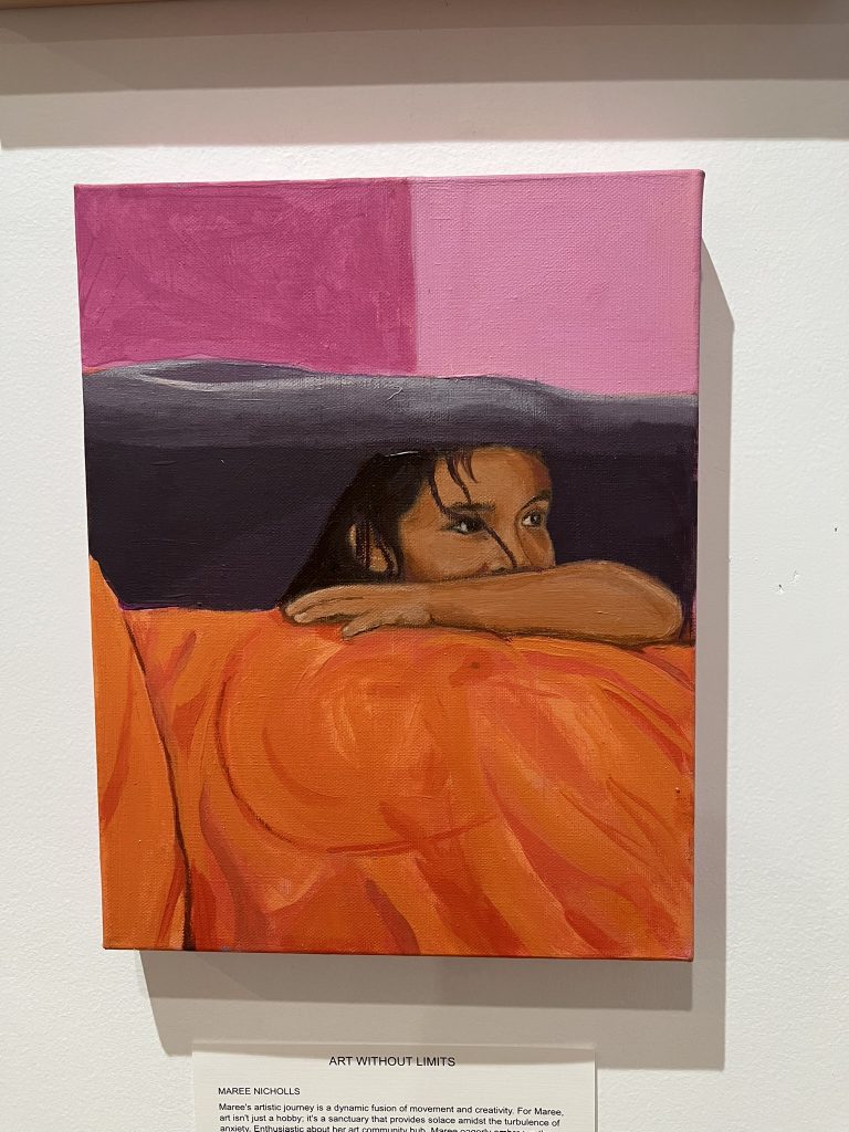 L Tai painting of girl looking out at world