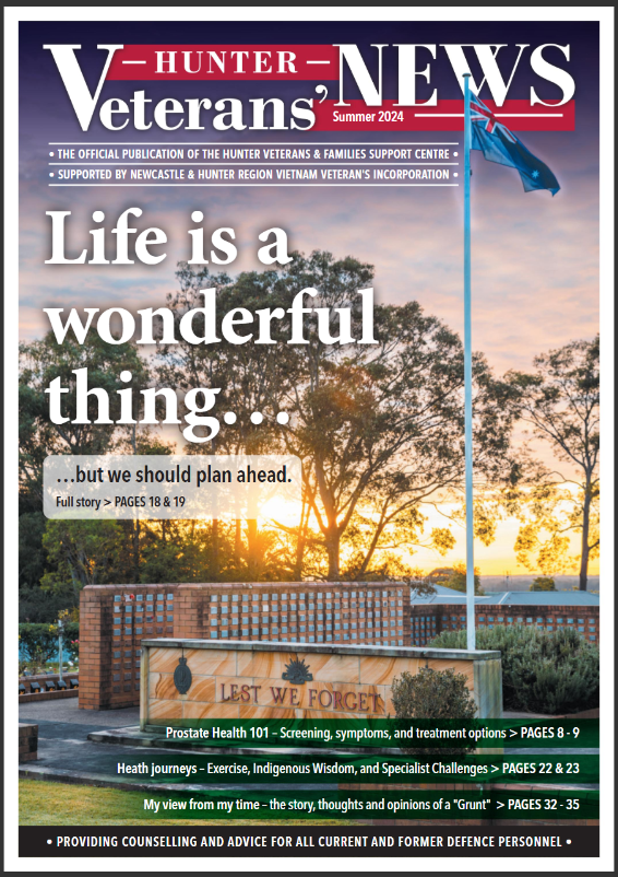 Image shows the cover of the Hunter Veterans News Magazine: Summer 2004