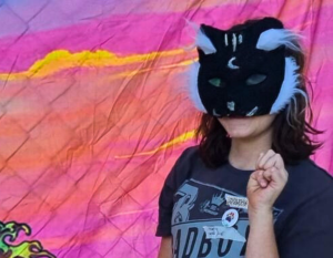 Child wearing mask as part of Queer Family Sprouts program