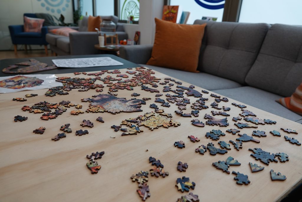 a jigsaw puzzle on a table