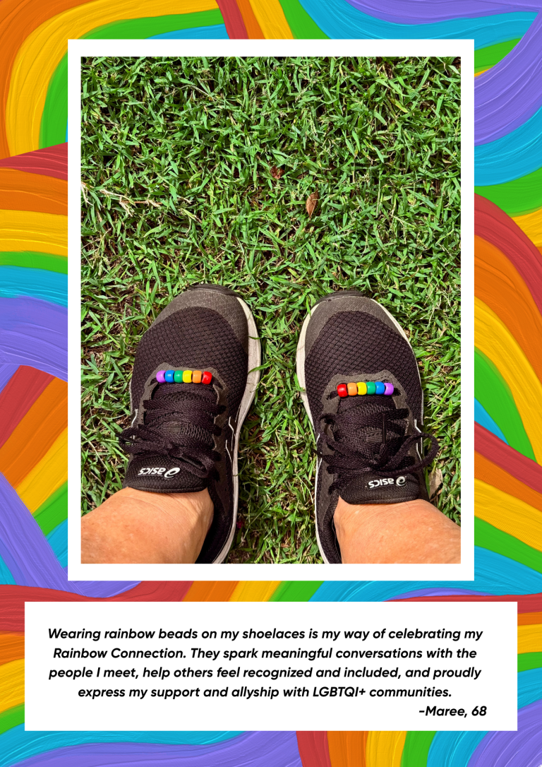Sneakers with rainbow beads